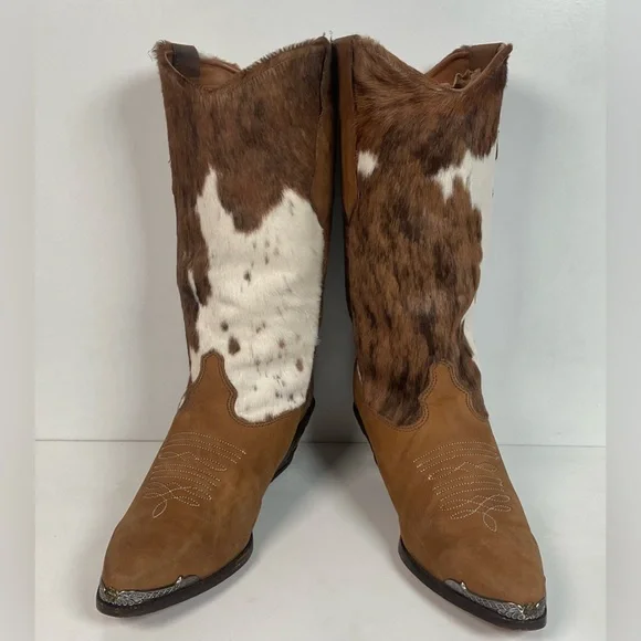 Vintage Zodiac Calf Hair On Cowhide Pony Cowgirl Boots 7.5 M Nubuck Suede - Picture 9 of 16